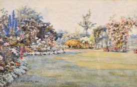 D. Browne, British, A scene of a country garden in bloom, watercolour, signed and dated '1919', 9