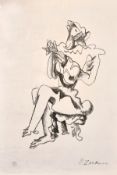Ossip Zadkine (1890-1967) French/Russian, Abstract study of a figure playing a guitar, Lithograph,