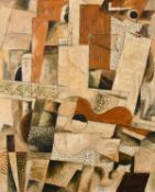 Cubist School first half of the 20th century, A still life study featuring a guitar, indistinctly