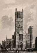 A 19th century collection of engravings of cathedral interiors/exteriors, engravings, inscribed,