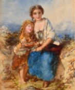 After James John Hill (1811-1882) British, A mother and child in an outdoor setting, watercolour,