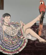 Colin McMaster (20th/21st century) Irish, 'Armida and her parrot', acrylic on canvas, signed verso