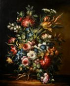 S. Maffe (19th century) Continental, a still life of mixed flowers in a vase, oil on canvas, signed,