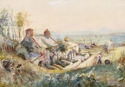 Joseph Hughes Clayton (1870-1930) British. Cottages by the Sea, Watercolour, Signed, 14