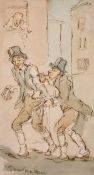 T. Rowlandson (1756-1827), a set of six ink and wash Cartoons, one signed, 6 x 3.25.