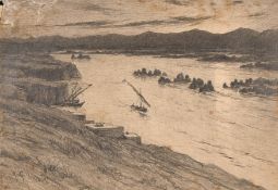 Col. Robert Charles Goff, R.E (1837-1923) Irish, View from Assouan [ASW AN] Looking South, pencil on