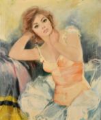 Lajos Fuzesi (1931-2008) Hungarian, a half-length portrait of a ballerina, oil on canvas, 24