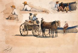 Attributed to George Willoughby Maynard (1843-1923) American, studies of children and farmers, mixed