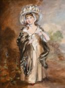 Circle of Daniel Gardener, Portrait of a young girl in a hat, watercolour, 11