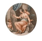 Two 19th century, coloured engravings in verre eglomise frames, 7