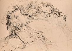 Follower of Augustus John (1878-1961) British, sketch of a resting girl, mixed media, 3.75