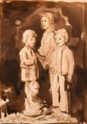 Ambrose McEvoy, A.R.A (1877-1927) British, Study of a group of children (in the Manner of Augustus