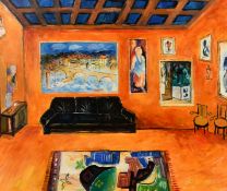 Follower of Mary Fedden (20th/21st century) A study of a modern interior, oil on canvas, 20