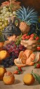 Giovanni Barbaro (1864-1915) Italian, A still life of various fruit and a vessel with lion motif,
