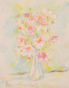 20th century school, A still life study of flowers in a vase, watercolour, indistinctly signed,