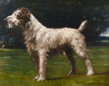 Andre Marchand (1877-1951) French, A portrait of a terrier in a landscape, oil on panel, signed, and