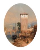 Thomas Miles Richardson II (1813-1890) British, 'An Italian Village scene', watercolour, signed with