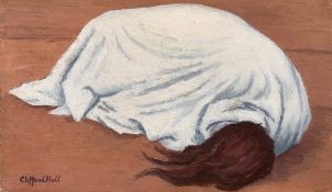Clifford Hall (1904-1973) British, Study of a female figure wrapped in a towel covering her face,