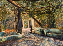 Leslie W. Lang (19th/20th century) British, 'Pergola in the Garden of Santa Theresa at Capri',