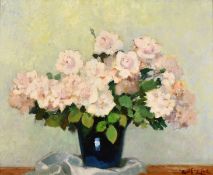 Rene George Gautier (1887-1969) French, a still life of pink flowers, oil on canvas, signed, 18