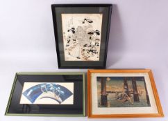 A COLLECTION OF THREE JAPANESE MEIJI PERIOD WOOD BLOCK PRINTS BY EIZAN - KUNIYOSHI & OTHER, Each