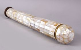 A GOOD TURKISH OTTOMAN INLAID MOTHER OF PEARL FOUR PART PEN BOX, with finely carved and inlaid