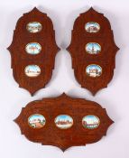 A SET OF NINE GOOD INDIAN MINIATURE PAINTINGS ON IVORY, each depicting temples and buildings,