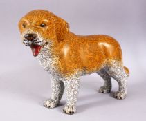 A RARE 19TH CENTURY CHINESE CLOISONNE MODEL OF A DOG, the body of the dog with a graduating