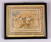 A FINE 17TH CENTURY INDIAN OR PERSIAN MINIATURE PAINTING depicting a couple in a garden setting with
