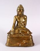 A 19TH CENTURY BRONZE SEATED BUDDHA, 17cm high.
