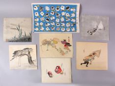 A COLLECTION OF 7 JAPANESE MEIJI PERIOD WOOD BLOCK PRINTS BY GEKKO OGATA 1859 - 1920 & OTHERS - of