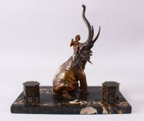 A FINE 19TH CENTURY ORIENTALIST AUSTRIAN COLD PAINTED BRONZE DESK INKWELL, BERGMAN
