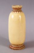 A FINE 18TH CENTURY SRI LANKAN POLYCHROME DECORATED IVORY BOTTLE, 16.5cm high.
