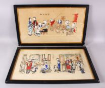 TWO 19TH / 20TH CENTURY CHINESE COLOURED PRINTS, the first depicting a procession or carnival with
