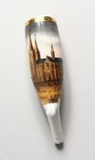 A 19TH CENTURY CONTINENTAL PORCELAIN PIPE, POSSIBLY BERLIN, painted Dom zu Coln, 4.5 inches long.