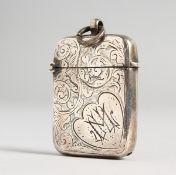 AN ENGRAVED SILVER VESTA, BIRMINGHAM 1903