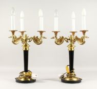 A PAIR OF FLYING SWAN ELECTRIC LAMP BASES