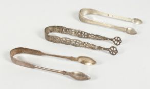 THREE PAIRS OF SILVER TONGS