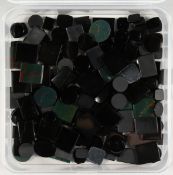 A BOX OF ONYX AND BLOODSTONE STONES