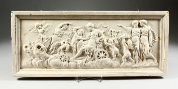 A PLASTER CLASSICAL LONG FRIEZE 22 ins long 9 ins wide
