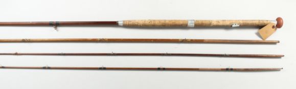 A HARDY BROS. LTD. OAK AND METAL BOUND FISHING ROD BOX, with original label to the interior. 6 ft