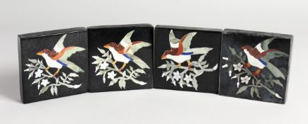 FOUR SQUARE PIETRO DURA PLAQUES 4 ins.