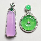TWO LOVELY JADE PENDANTS