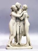 LORENZO DAL TORRIONE, ITALIAN A GOOD MARBLED GROUP OF THE THREE MUSES, 3 ft 3 ins high. Signed Dal
