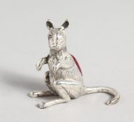 A SILVER PLATE KANGAROO PIN CUSHION