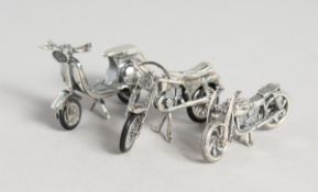 THREE SILVER MOTORCYCLES
