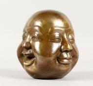 A BRONZE FOUR FACES BUDDHA 5 .5 ins.