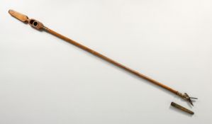 A RARE ADRIEN DUBOIS (ACTIVE PARIS 1880-1923) COMBINATION FLOWER PICKER AND CANE, with finger pull