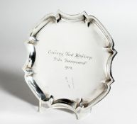 A POLO TROPHY SILVER SALVER, 7 ins diameter, Cowdray Park Handicap Polo Tournament, 1912, London,