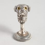 A SILVER PUG DOG SEAL